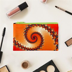 Fractal Rendering Spiral Twist Orange Cosmetic Bag (xs) by Pakrebo