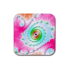 Fractal Spiral Twist Twisted Helix Rubber Coaster (square)  by Pakrebo