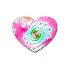 Fractal Spiral Twist Twisted Helix Rubber Coaster (heart)  by Pakrebo