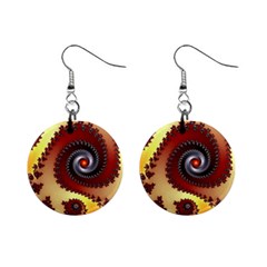 Fractal Rendering Spiral Twist Mini Button Earrings