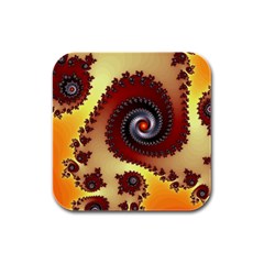 Fractal Rendering Spiral Twist Rubber Square Coaster (4 Pack)  by Pakrebo