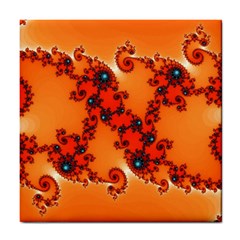 Fractal Rendering Spiral Curve Orange Tile Coasters by Pakrebo