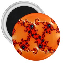 Fractal Rendering Spiral Curve Orange 3  Magnets by Pakrebo