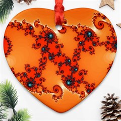 Fractal Rendering Spiral Curve Orange Ornament (heart) by Pakrebo