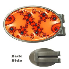 Fractal Rendering Spiral Curve Orange Money Clips (oval) 