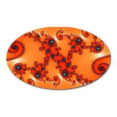 Fractal Rendering Spiral Curve Orange Oval Magnet by Pakrebo