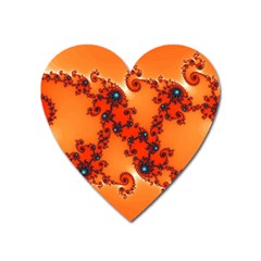 Fractal Rendering Spiral Curve Orange Heart Magnet by Pakrebo