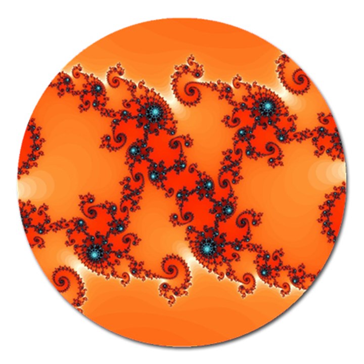 Fractal Rendering Spiral Curve Orange Magnet 5  (Round)