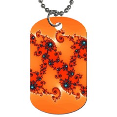 Fractal Rendering Spiral Curve Orange Dog Tag (one Side) by Pakrebo