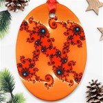 Fractal Rendering Spiral Curve Orange Oval Ornament (Two Sides) Front