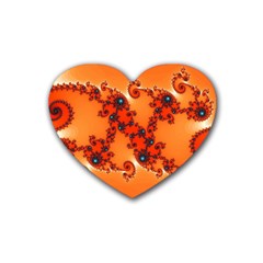 Fractal Rendering Spiral Curve Orange Heart Coaster (4 Pack)  by Pakrebo