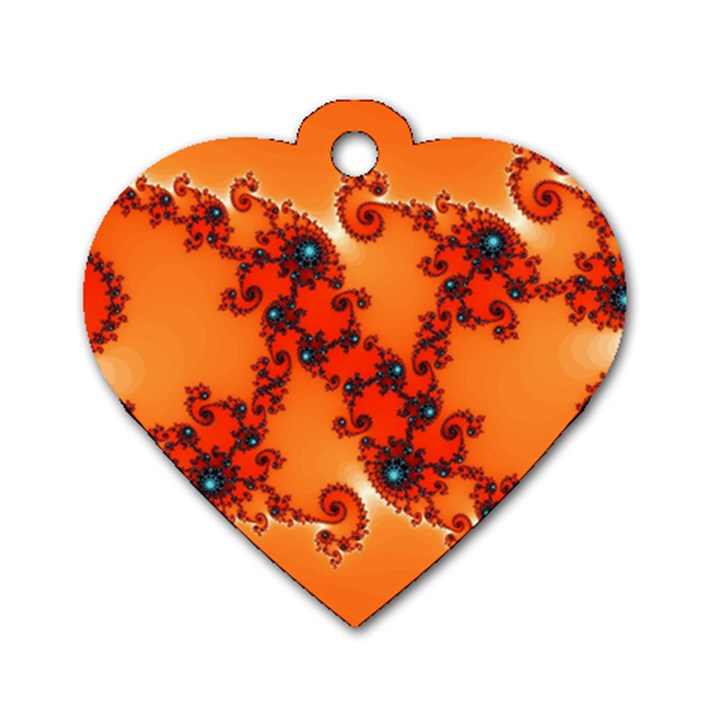 Fractal Rendering Spiral Curve Orange Dog Tag Heart (One Side)