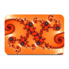 Fractal Rendering Spiral Curve Orange Plate Mats by Pakrebo