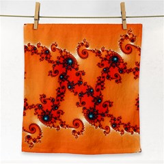 Fractal Rendering Spiral Curve Orange Face Towel by Pakrebo