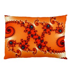 Fractal Rendering Spiral Curve Orange Pillow Case by Pakrebo