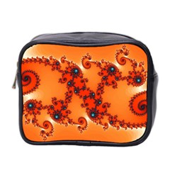 Fractal Rendering Spiral Curve Orange Mini Toiletries Bag (two Sides) by Pakrebo