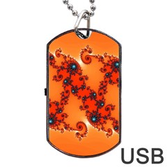 Fractal Rendering Spiral Curve Orange Dog Tag Usb Flash (one Side) by Pakrebo