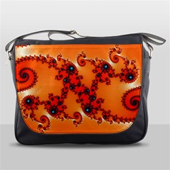 Fractal Rendering Spiral Curve Orange Messenger Bag by Pakrebo