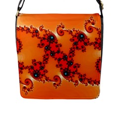 Fractal Rendering Spiral Curve Orange Flap Closure Messenger Bag (l) by Pakrebo