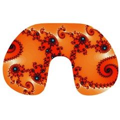 Fractal Rendering Spiral Curve Orange Travel Neck Pillow