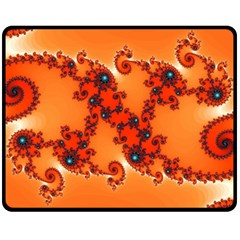 Fractal Rendering Spiral Curve Orange Double Sided Fleece Blanket (medium)  by Pakrebo