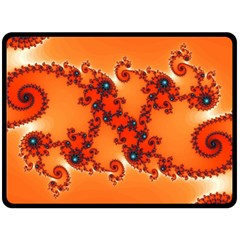 Fractal Rendering Spiral Curve Orange Double Sided Fleece Blanket (large)  by Pakrebo