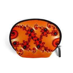 Fractal Rendering Spiral Curve Orange Accessory Pouch (small) by Pakrebo