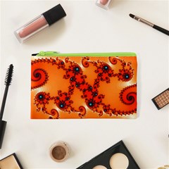 Fractal Rendering Spiral Curve Orange Cosmetic Bag (xs) by Pakrebo