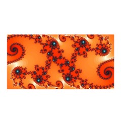 Fractal Rendering Spiral Curve Orange Satin Wrap by Pakrebo