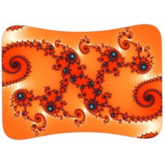 Fractal Rendering Spiral Curve Orange Velour Seat Head Rest Cushion by Pakrebo