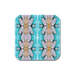 Seamless Wallpaper Pattern Symmetry Art Rubber Square Coaster (4 Pack)  by Pakrebo