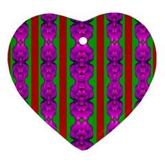 Love For The Fantasy Flowers With Happy Purple And Golden Joy Ornament (heart) by pepitasart