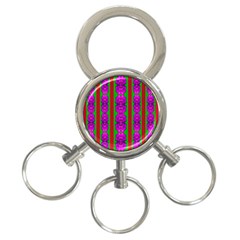 Love For The Fantasy Flowers With Happy Purple And Golden Joy 3-ring Key Chain by pepitasart