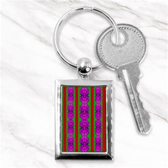 Love For The Fantasy Flowers With Happy Purple And Golden Joy Key Chain (rectangle) by pepitasart