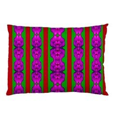 Love For The Fantasy Flowers With Happy Purple And Golden Joy Pillow Case by pepitasart