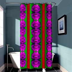 Love For The Fantasy Flowers With Happy Purple And Golden Joy Shower Curtain 36  X 72  (stall)  by pepitasart