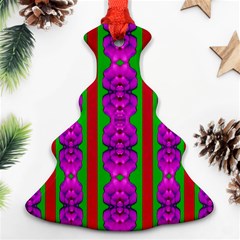 Love For The Fantasy Flowers With Happy Purple And Golden Joy Christmas Tree Ornament (two Sides) by pepitasart