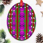 Love For The Fantasy Flowers With Happy Purple And Golden Joy Ornament (Oval Filigree) Front