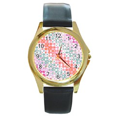 Springtemptation Round Gold Metal Watch by designsbyamerianna