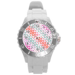 Springtemptation Round Plastic Sport Watch (l) by designsbyamerianna