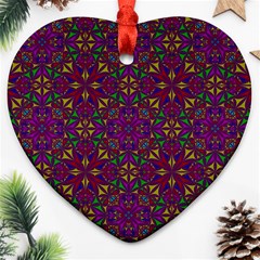 Triangle Pattern Kaleidoscope Color Heart Ornament (two Sides) by Pakrebo