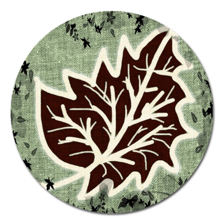 Drawing Autumn Leaves Season Magnet 5  (Round)