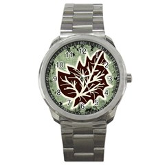 Drawing Autumn Leaves Season Sport Metal Watch by Pakrebo