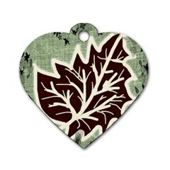 Drawing Autumn Leaves Season Dog Tag Heart (one Side) by Pakrebo