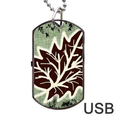 Drawing Autumn Leaves Season Dog Tag Usb Flash (one Side) by Pakrebo