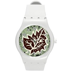 Drawing Autumn Leaves Season Round Plastic Sport Watch (m) by Pakrebo