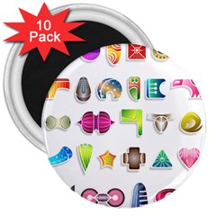 Shapes Abstract Set Pack 3  Magnets (10 Pack)  by Pakrebo