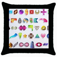 Shapes Abstract Set Pack Throw Pillow Case (black) by Pakrebo