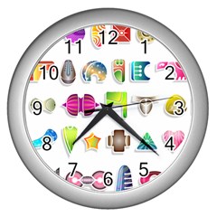 Shapes Abstract Set Pack Wall Clock (silver) by Pakrebo