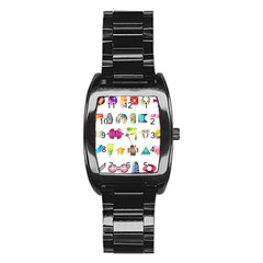 Shapes Abstract Set Pack Stainless Steel Barrel Watch by Pakrebo